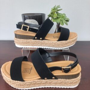 Espadrille Wedge Sandal - Black