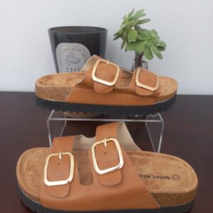 Double Buckle Sliders- Tan