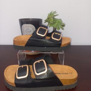 Double Buckle Sliders- Black