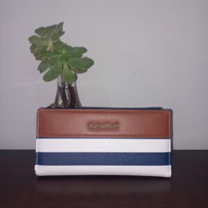 Navy White Tan wallet